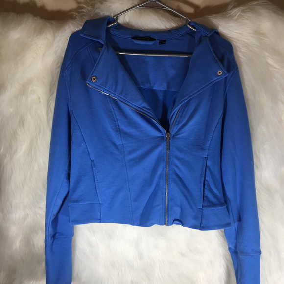 H by Halston Jackets & Blazers - Halston Blue Moto Jacket Cotton Size 10 H by Halston Jackets & Blazers - Halston Blue Moto Jacket Cotton Size 10